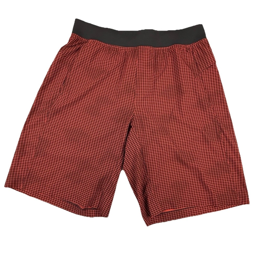 Lululemon Athletica Core Shorts‎ Red Grid Mens Large 10.5" Inseam